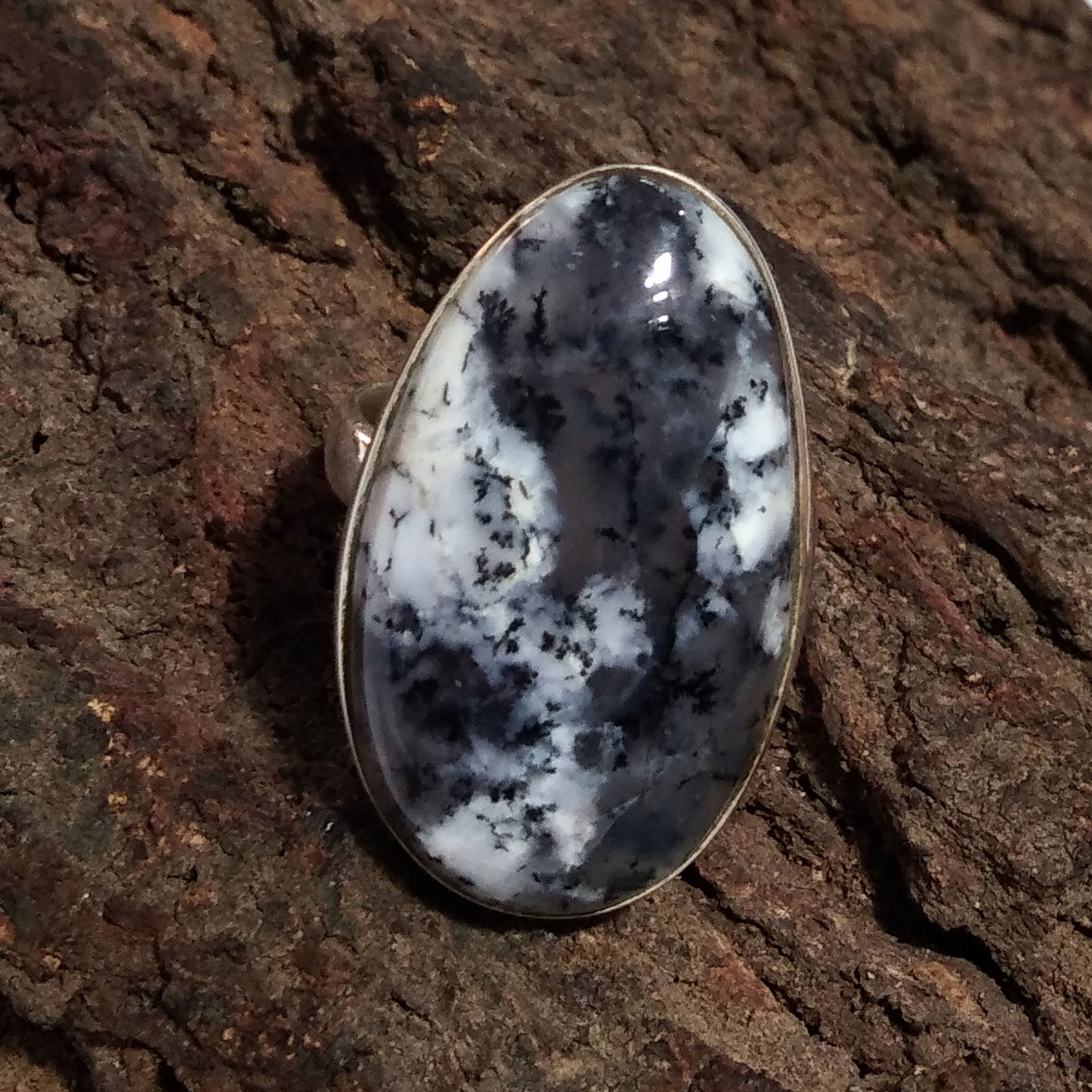 Amazing Natural Dendrite Opal Gemstone Ring, 925 Solid Sterling Silver Ring, Opal Stone Size 30x19 mm Handmade Ring, Gift Ring Jewelry